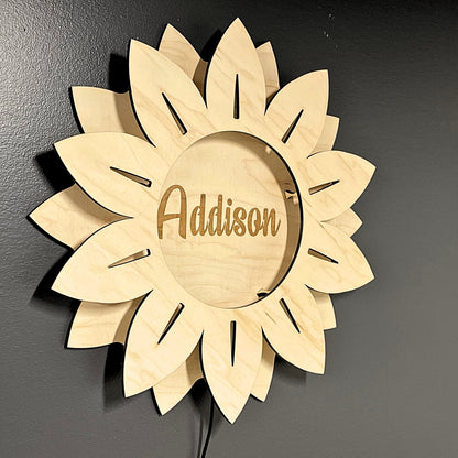 Personalized Wood LED Kids Flower Sign
