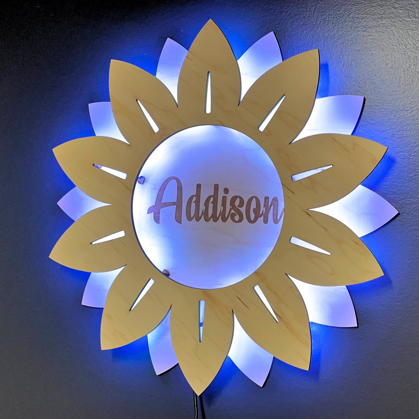 Personalized Wood LED Kids Flower Sign