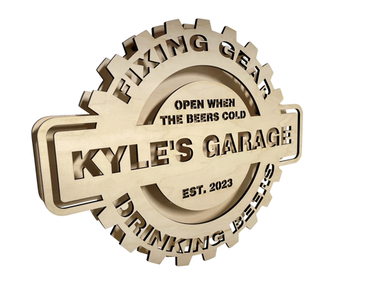Personalized Wood LED Garage Mechanic Gear Sign